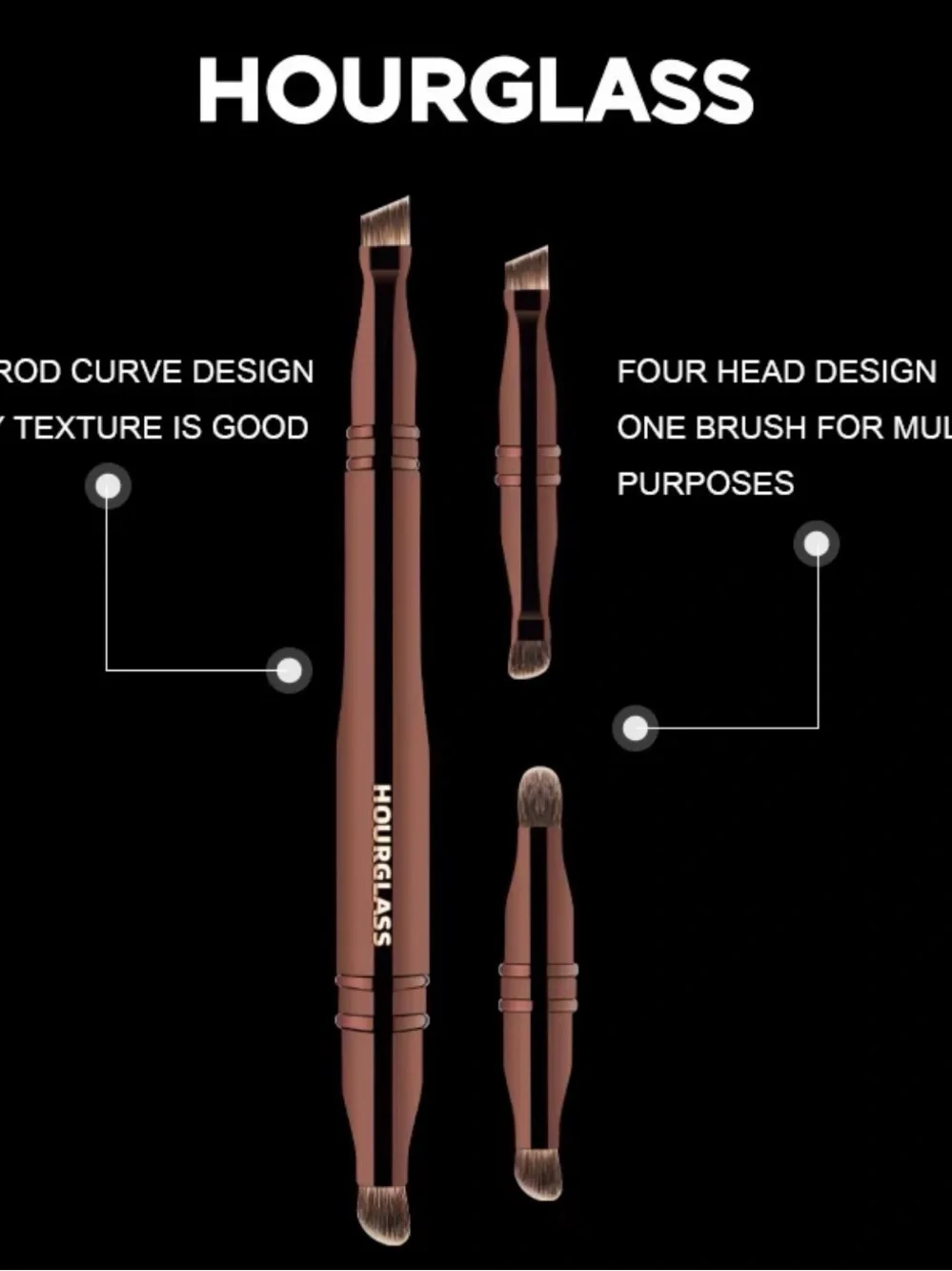 Hourglass Dual-Ended Eye Brush in Bronze Metallic